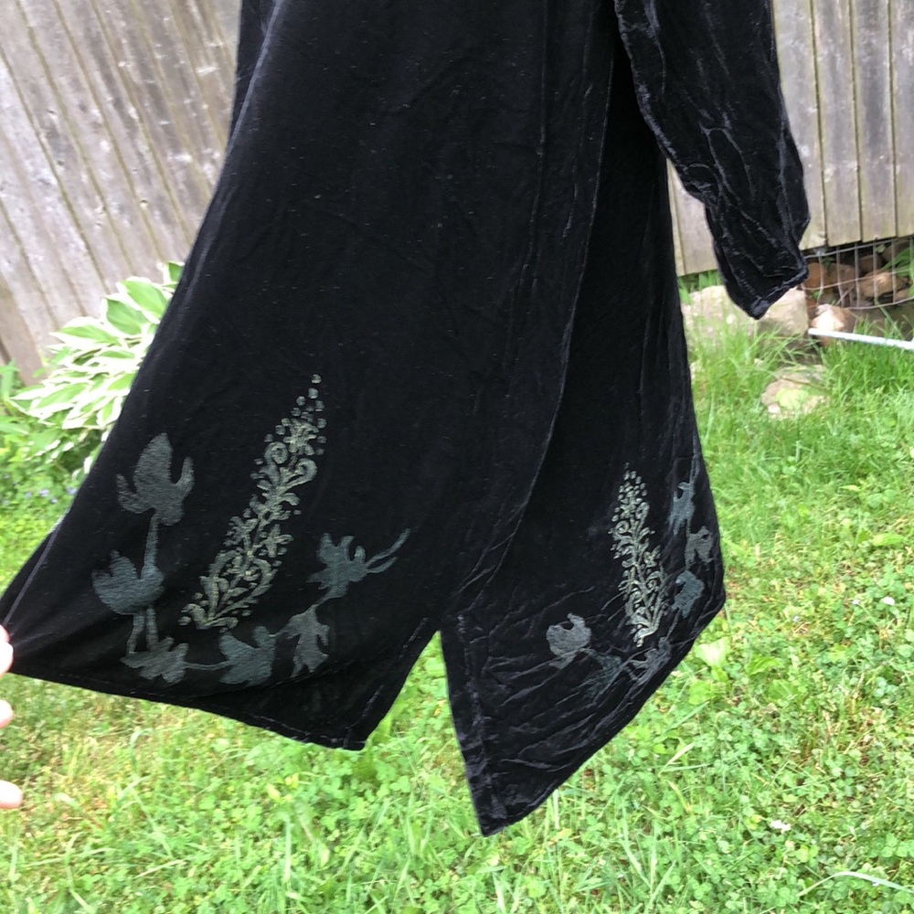 L/XL Vintage Blue Fish Silk Velvet Dress Tunic Hand Printed Made in USA 🇺🇸 - Picture 8 of 10